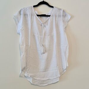 Zen Garden Elegant White Tassel Swim Top Coverup SZ.M